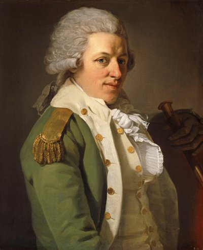 Porträtt av konstnären, halvlängd, iklädd en grön jacka och håller en käpp, av Joseph Ducreux