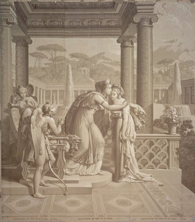 Tapetdesign med Cupid och Psyche, 1815 av Joseph Dufour