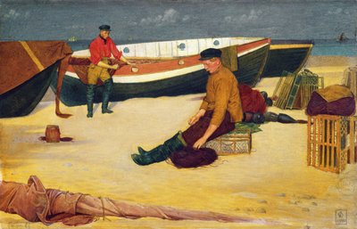 Cleaning the Lines, 1900 (wc på papper) av Joseph Edward Southall