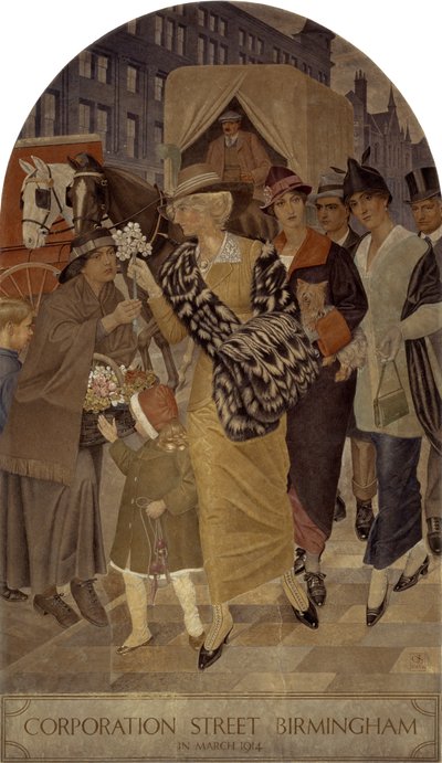 Corporation Street, Birmingham i mars 1914 av Joseph Edward Southall