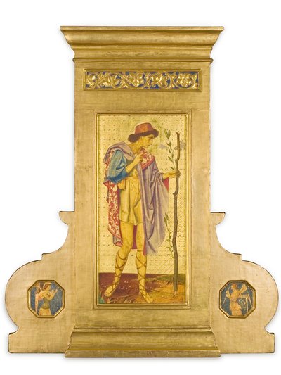 Crystofore, 1898-99 (blandade medier på bearbetad bladguldpanel) av Joseph Edward Southall