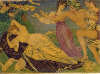 Studie för Bacchus och Ariadne, ca 1912 (wc över penna på kort) av Joseph Edward Southall