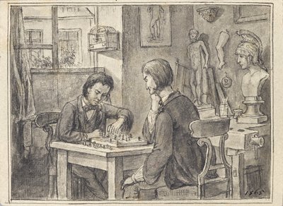Schackspelarna i skulptörens ateljé av Joseph Eugen Hörwarter