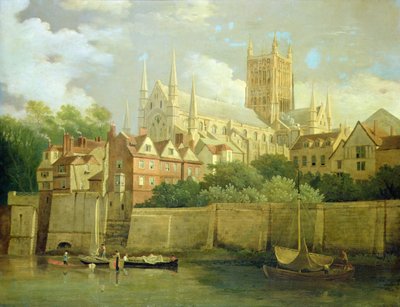 En vy av Worcester Cathedral från sydväst av Joseph Farington