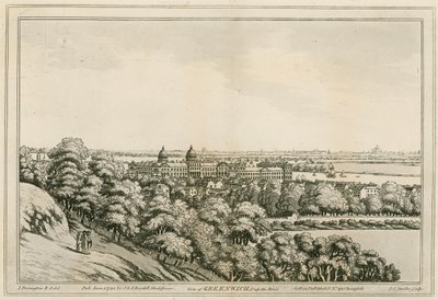 Utsikt över Greenwich, London och uppför Themsen av Joseph Farington