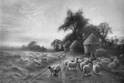 Fårmatning, c1890, 1911 av Joseph Farquharson