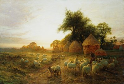 Yon Yellow Sunset Dying in the West (olja på duk) av Joseph Farquharson