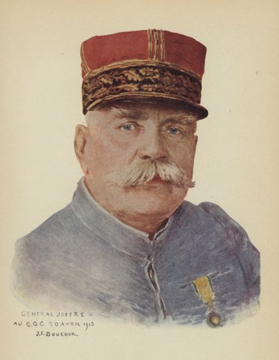 Joseph Joffre, fransk general (färg litho) av Joseph Felix Boucher