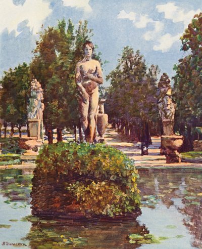 Rom: Villa Borghese, Venus från den stora bassängen (färglitografi) av Joseph Felix Bouchor