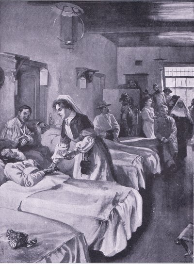 Boerfångar på Palace Hospital i Simonstown, illustration från After Pretoria: The Guerilla War, 1902 av Joseph Finnemore