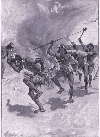 De dansade alla runt en eld (litho) av Joseph Finnemore
