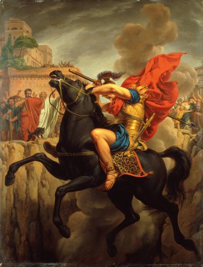 Marcus Curtius död (olja på panel) av Joseph Francois