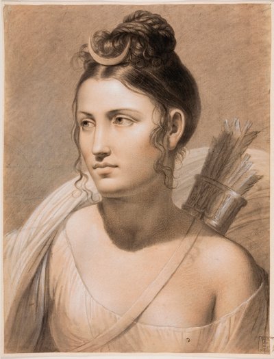 ""Diane"" (Diana) Pastell av Joseph-Francois Ducq (1762-1829) 1700-talets Groeninge Museum, Brygge av Joseph François Ducq
