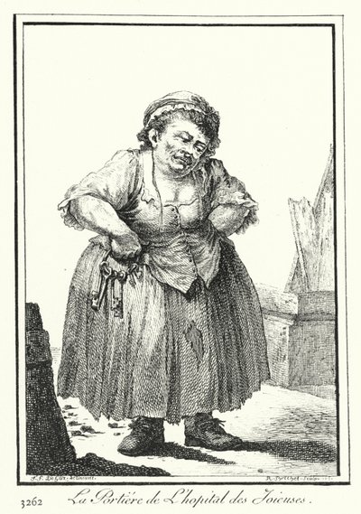 Dörrvakten på Hopital des Joieuses (gravyr) av Joseph Franz von (after) Goez