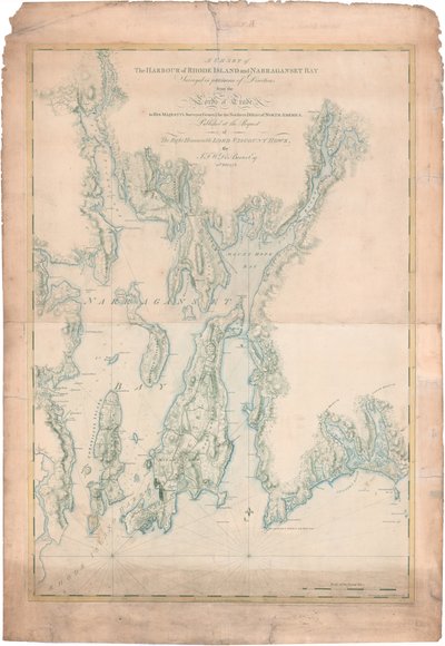 Ett diagram över hamnen på Rhode Island och Narragansett Bay av Joseph Frederick Wallet DesBarres