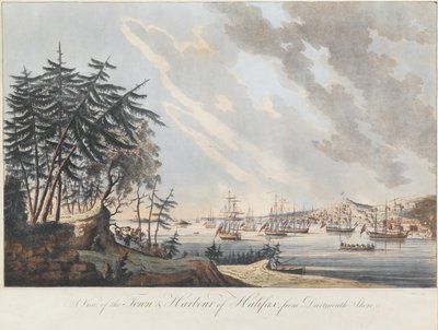 En utsikt över staden och hamnen i Halifax från Dartmouth Shore, 1781 av Joseph Frederick Wallet DesBarres