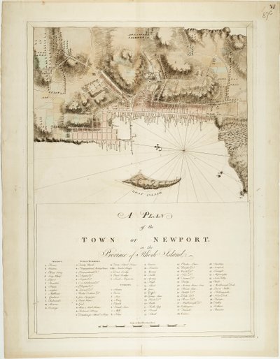 En plan över staden Newport i provinsen Rhode Island av Joseph Frederick Wallet DesBarres