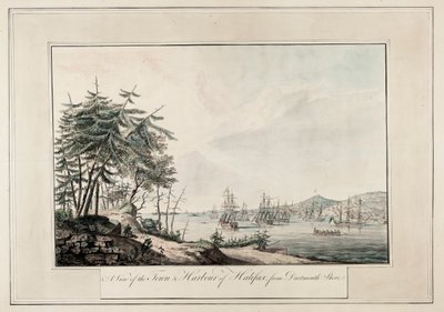 En vy över staden och hamnen i Halifax, från Dartmouth shore, ca 1777 (Tryckt) av Joseph Frederick Wallet DesBarres