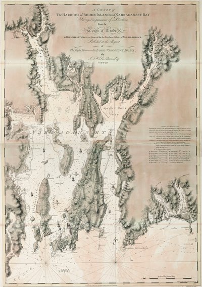 Sjökort över Ipswich Bay och Cape Ann, Nordamerikas Atlantkust av Joseph Frederick Wallet DesBarres