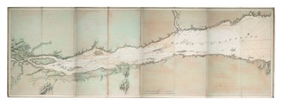 Karta över St Lawrencefloden, Nordamerikas Atlantkust, ca 1781 (kolorerad gravyr) av Joseph Frederick Wallet DesBarres
