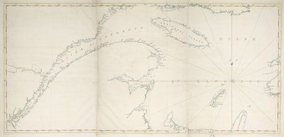 Karta över St Lawrencebukten och -floden, ca 1778 (tryck) av Joseph Frederick Wallet DesBarres