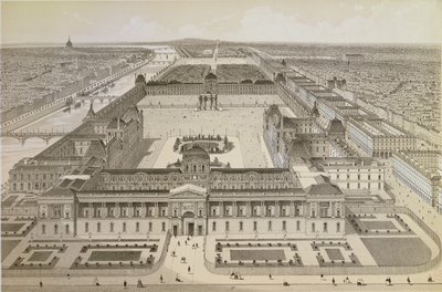 Utsikt över Louvren och Tuilerierna, c.1850 av Joseph-Gabriel Aubrun