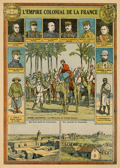 Det franska koloniala imperiet, sent 1800 - tidigt 1900-tal (färg litho) av Joseph Girard