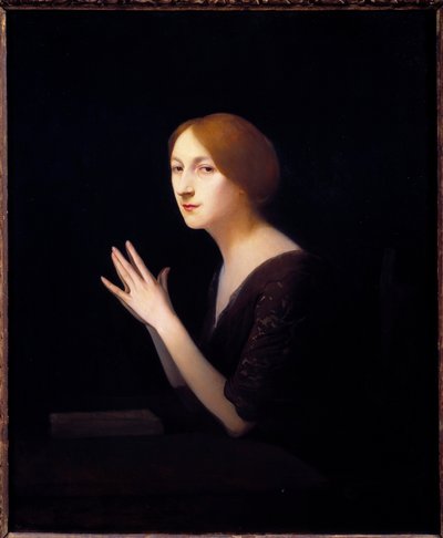 Porträtt av Marguerite Moreno (1871-1948) skådespelerska i den franska komedimålningen av Joseph Granie (1861-1915) 1899 Sön. 0,56x0,46 m Paris, Musee d