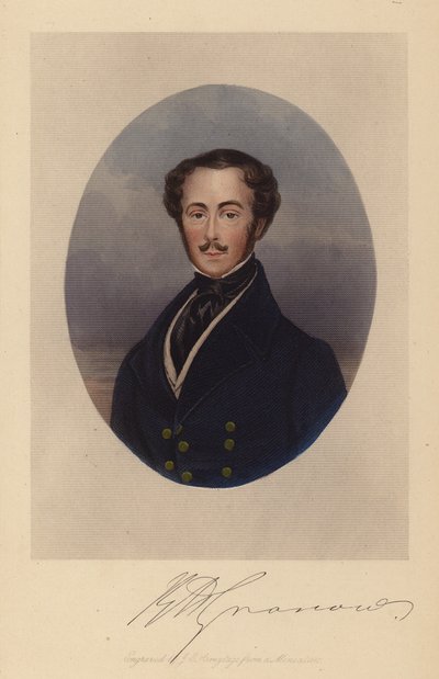 Rees Howell Gronow, eller kapten Gronow (kolorerad gravyr) av Joseph Grego