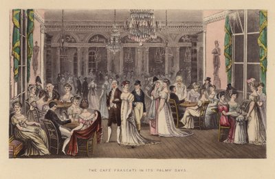 Café Frascati i sina glansdagar (kolorerad gravyr) av Joseph Grego