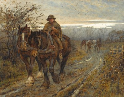 Weary Beasts Returning from the Plough, 1894 (wc på papper) av Joseph Harold Swanwick