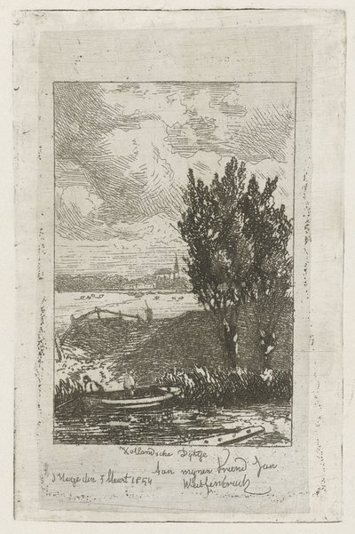 Ängslandskap med dike Dutch Dike (titel på objekt) av Joseph Hartogensis