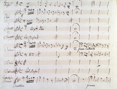 Första sidan av musikpartitur av menuetten i Armida av J Haydn (1784) av Joseph Haydn