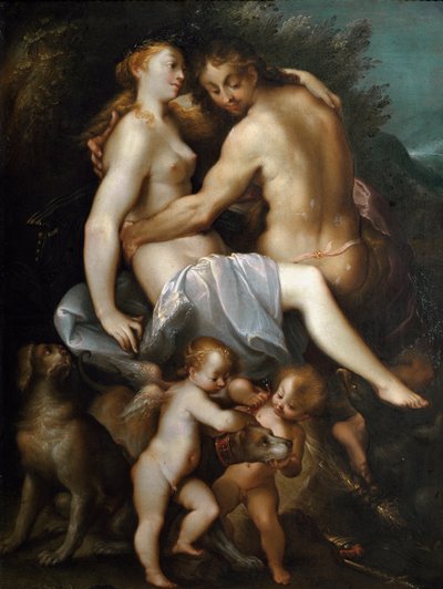 Adonis och Venus Målning av Joseph Heintz kallad den äldre av Joseph Heintz