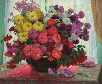 Bowl of Flowers (olja på duk) av Joseph Henry Sharp