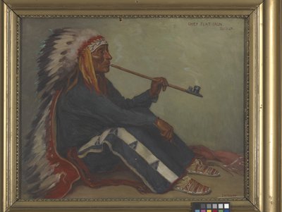 Chief Flat Iron, Sioux (olja på duk) av Joseph Henry Sharp