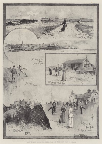 En ny golfbana, pennor från Portrush, Irlands norra kust av Joseph Holland Tringham