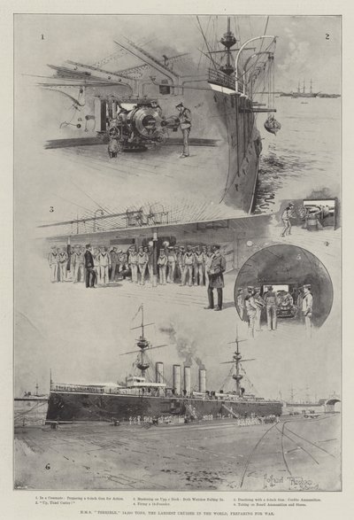 HMS Terrible, 14 220 ton, den största kryssaren i världen, förbereder sig för krig av Joseph Holland Tringham