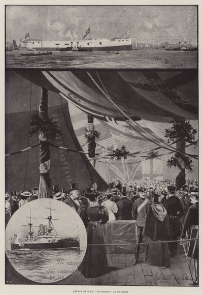 Lansering av HMS Victorious på Chatham av Joseph Holland Tringham