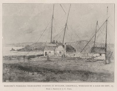 Marconis trådlösa telegrafstation i Mullion, Cornwall, förstördes av en storm den 17 september av Joseph Holland Tringham