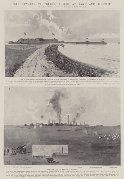 The Advance to Peking, scener vid Taku och Tientsin av Joseph Holland Tringham