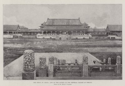 Krisen i Kina, en av domstolarna i det kejserliga palatset i Peking av Joseph Holland Tringham