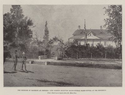 Mafekings försvarare i Pretoria, Lord Roberts tar emot generalmajor Baden-Powell på residenset. av Joseph Holland Tringham