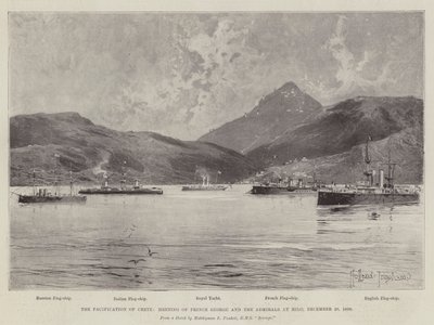 Pacification of Kreta, möte mellan prins George och amiralerna i Milo, 20 december 1898 av Joseph Holland Tringham