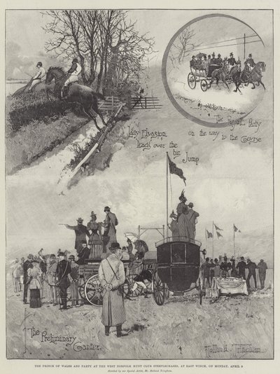Prinsen av Wales och fest på West Norfolk Hunt Club Steeplechases, vid East Winch, måndagen den 9 april av Joseph Holland Tringham