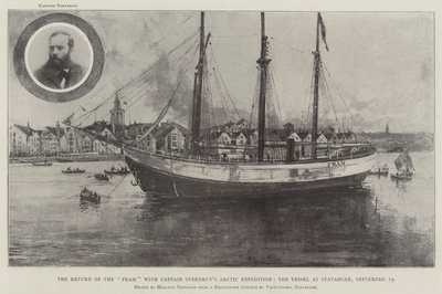 Frams återkomst med kapten Sverdrups arktiska expedition, fartyget i Stavanger, 19 september av Joseph Holland Tringham