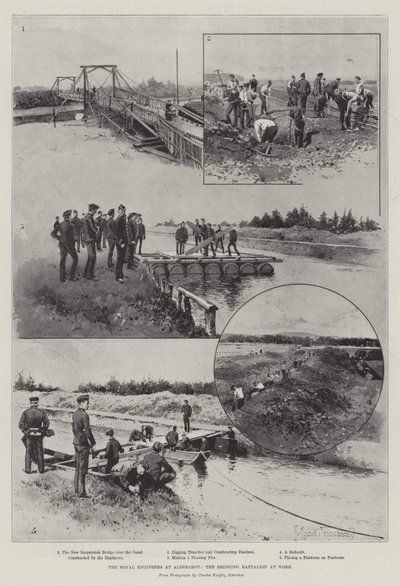 Royal Engineers i Aldershot, överbryggningsbataljonen i arbete av Joseph Holland Tringham