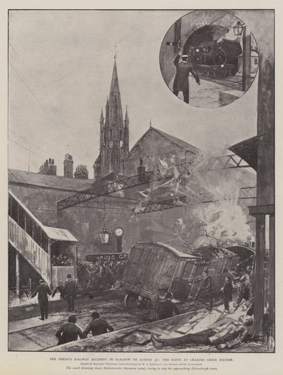 Den allvarliga järnvägsolyckan i Glasgow den 30 augusti, scenen på Charing Cross Station av Joseph Holland Tringham