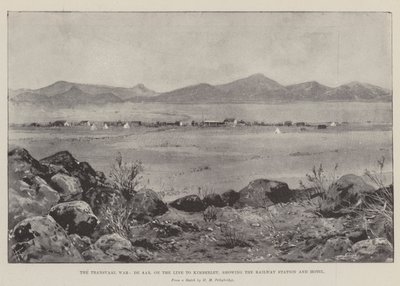 Transvaal War, De Aar, på linjen till Kimberley, som visar järnvägsstationen och hotellet av Joseph Holland Tringham