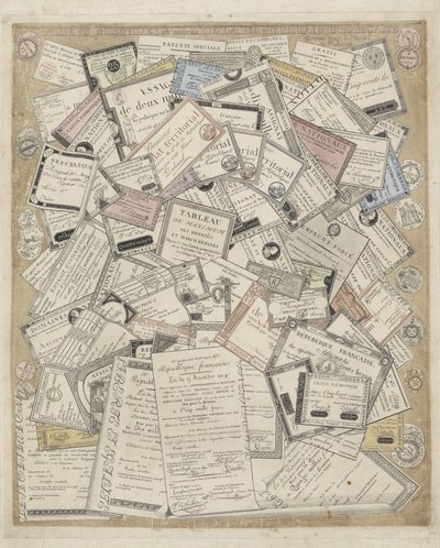 Frans papiergeld Mynt och andra papper från den franska republiken (titel på föremålet) av Joseph Hunin
